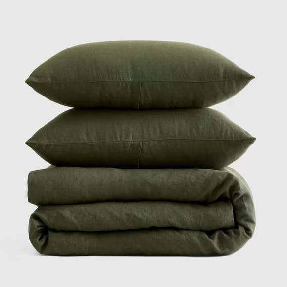 QUINCE European Linen Duvet Cover Set King/Cal King Pine 0693 - Picture 1 of 10